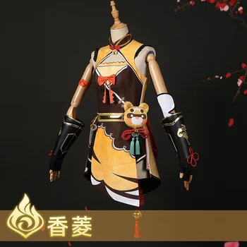 Аниме игра Genshin въздействие Xiangling прекрасен косплей костюм униформа Хелоуин карнавал парти жени роля облекло пълен комплект