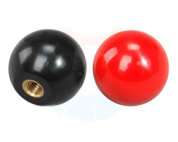 2pcs M8 бакелит топка ръчни гайки месингова сърцевина пластмасови топки машинен инструмент хендел гайка червен черен цвят 25mm-40mm външен диаметър
