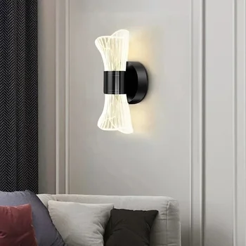 Модерен луксозен творчески акрилен LED стена светлина злато черна стенна лампа за пътека Sconce спалня нощно легло коридор Начало декор