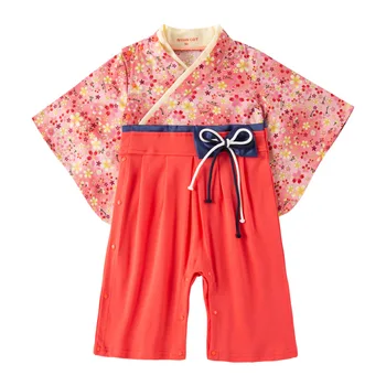 Бебе Момиче Момчета Японски черешов печат Кимоно дрехи Бебе Японско облекло Бебе Момиче Облекло Кимоно Япония Дрехи