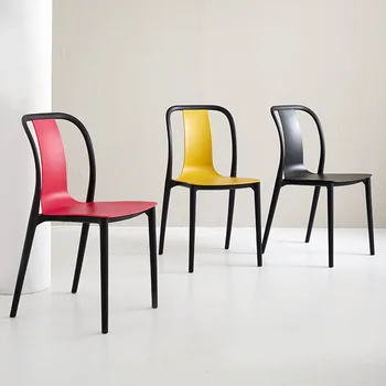 Пластмасови скандинавски трапезни столове модерни удобни минималистични фоайе мек стол с облегалка безплатна доставка Silla Comedor мебели