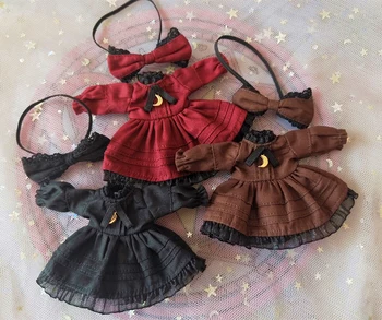 2бр/комплект Mori момиче стил кукла дрехи дълъг ръкав кукла рокля + лента за коса за Ob11, obitsu 11,1/12 BJD кукла облекло аксесоари