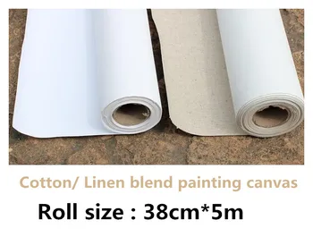  38cm * 5m ролка acyrlic грундиран художник памук / бельо платно с най-висок клас качество