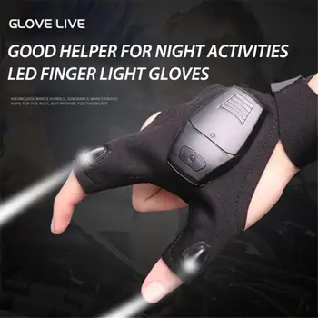Риболовни ръкавици дишаща памук Led фенерче за риболов къмпинг туризъм без пръсти ръкавици ръкавици ръкавици трайни ръкавици лампа