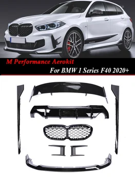 За BMW Серия 1 F40 2019-2022 Гланц черен комплект за тяло M Tech M Performance Задна броня дифузьор спойлер предна решетка въглеродни влакна