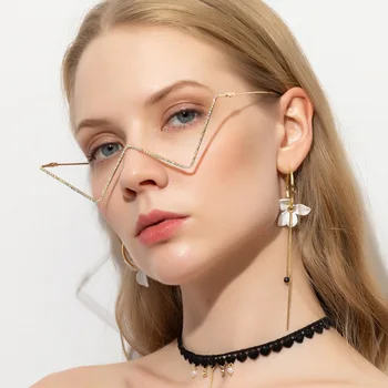 Модни очила 2022 Рамка половин рамка без обектив момиче шик Harajuku Cosplay парти декорация очила метал