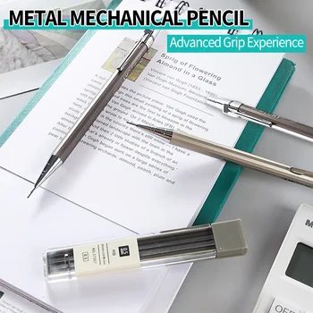 Висококачествен метален механичен молив 0.5 0.7 MM задвижващ молив за писане с олово за пълнене на училищни канцеларски материали