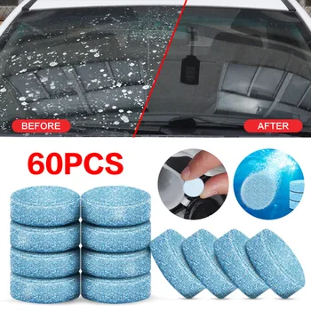 Предно стъкло Solid Cleaner Car Windscreen Wiper Ефервесцентни таблетки 20/40/60pcs Стъклена тоалетна шайба Spray Cleaner Аксесоари за кола