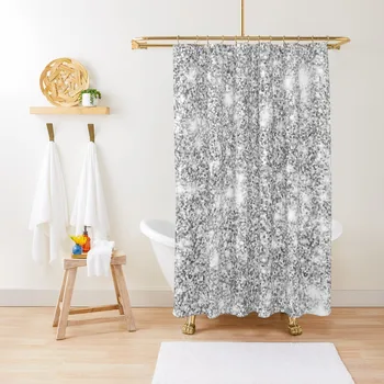 Сребърен бял блясък метално покритие парти текстура фон изкуствен блясък модел HD Висококачествен онлайн магазин Завеса за душ