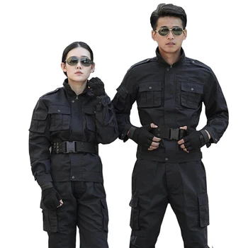 Черни ловни дрехи Военни униформи Мъжко ловно облекло Тактическа бойна риза + карго панталони Външна армия Ghillie костюм мъже