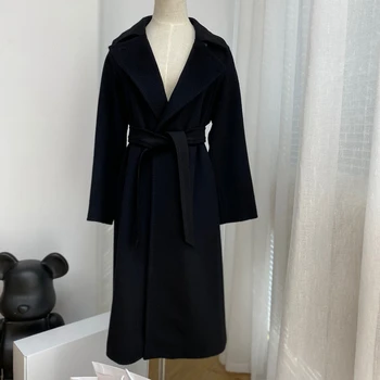 1019 Жените кашмир палто дълга вълна палто тънък и тънък 2023 мода зимата кашмир Outerwea H118