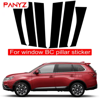 6PCS полирани стълб постове годни за Mitsubishi Outlander 2013-2020 прозорец подстригване капак BC колона стикер аксесоари за кола
