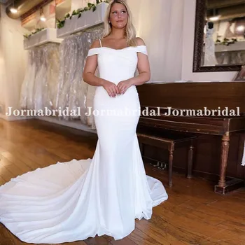Кухи обратно русалка сватбени рокли 2021 Спагети презрамки булчинска рокля дълго от рамото Официална булка Вестидо де Нойва