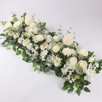 50cm DIY сватба цвете стена подреждане доставка коприна божури роза изкуствени флорални ред декор брак желязна арка фон бял
