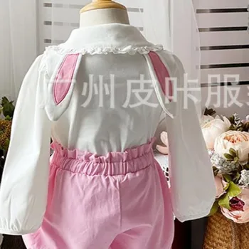 Дебела шлифована сладка риза ревера бродирана бебе момиче еднореден топъл есен зима блуза с дълъг ръкав