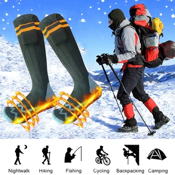 Унисекс зимни топли чорапи за отопление акумулаторни термични електрически чорапи Захранвани с батерии миещи се за открит спорт Къмпинг Ски