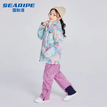 Searipe Kids Ski SetGirls Boys Snow Jacket Bibs Pants Hoodie Outdoor Breathable Warm Windproof Waterproof Snowboarding Suit