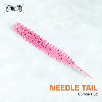 Kingdom Soft Baits Ned Rig Needle Tail Floating Action Fishing Lures 63mm 1.3g Изкуствен силиций 20pcs / чанта Примамка за земни червеи