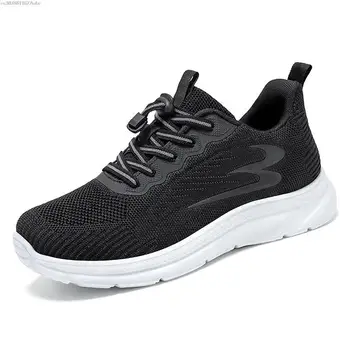 Мъже бягане ходене плетени обувки Дамска мода ежедневни маратонки дишаща спорт атлетичен фитнес лек DDAA98
