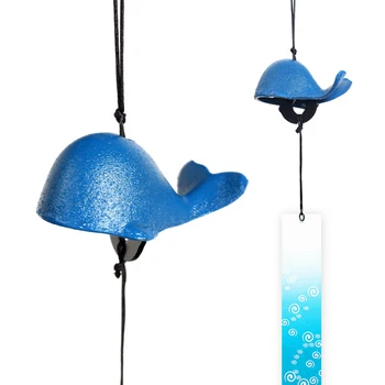 Whale Shaped Wind Chimes Японски стил Serenity Bell Wind Chimes Чугунен Creative за външен двор декор