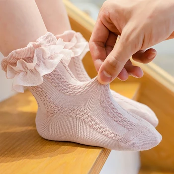 1-12Y Бебешки пролетни дантелени чорапи Детски памучни есенни момичета Танцови чорапи Сладки чорапи за малки деца Бебешки аксесоари в стил принцеса