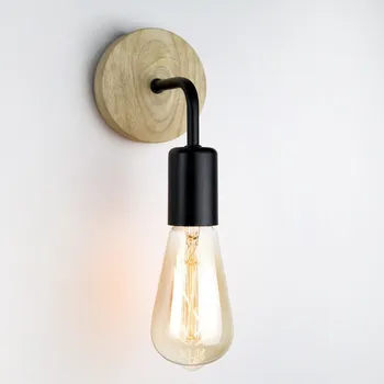 Nordic дървена стенна лампа вътрешна нощна лампа черно/бяло стенни светлини за домашна спалня хол пътека коридор декоративна светлина
