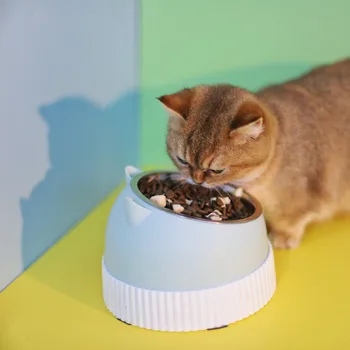 Creative High Foot Removable неръждаема стомана пластмаса нехлъзгащи котки хранилка куче хранене купи Диспенсър за котешка храна Басейн за храна за кученца
